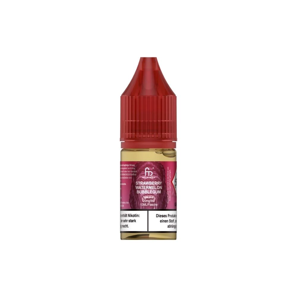 randm-tornado-liquid-10ml-strawberry-watermelon-bubblegum-20mg.jpg RandM Tornado Nikotinsalz Liquid Flasche mit rotem Deckel, Aufschrift Strawberry Watermelon Bubblegum, 10mg Nikotin pro ml.
