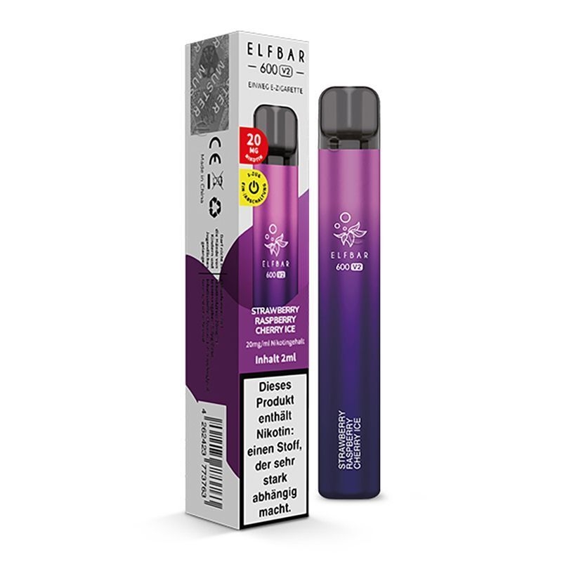 Strawberry Raspberry Cherry Ice mit 20mg Nikotin Elf Bar V2 E-Shisha Strawberry Raspberry Cherry Ice mit 20mg Nikotin Elf Bar V2 E-Shisha