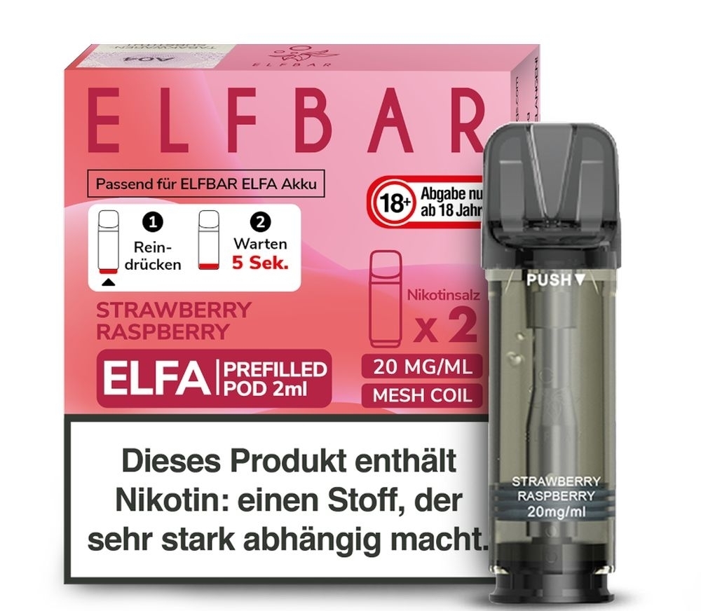 Strawberry Raspberry Elfa Pods von Elfbar 20mg Elfa Pods von Elfbar - alle Sorten - Mit Nikotin