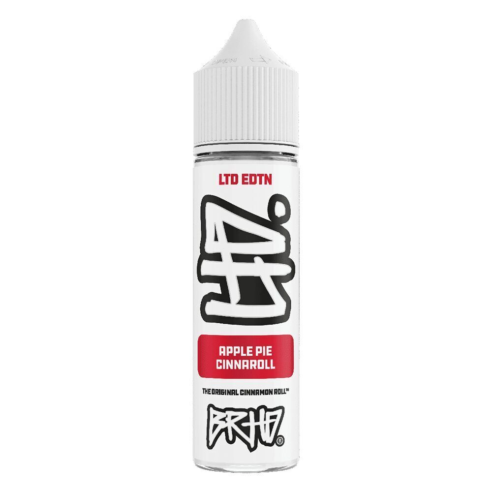 Aroma Apple Pie Cinnaroll - BRHD Weiße Flasche BRHD Aroma "Apple Pie Cinnaroll", limitiert, mit schwarzem Logo und rotem Etikett, Kappe mit Rillenstruktur