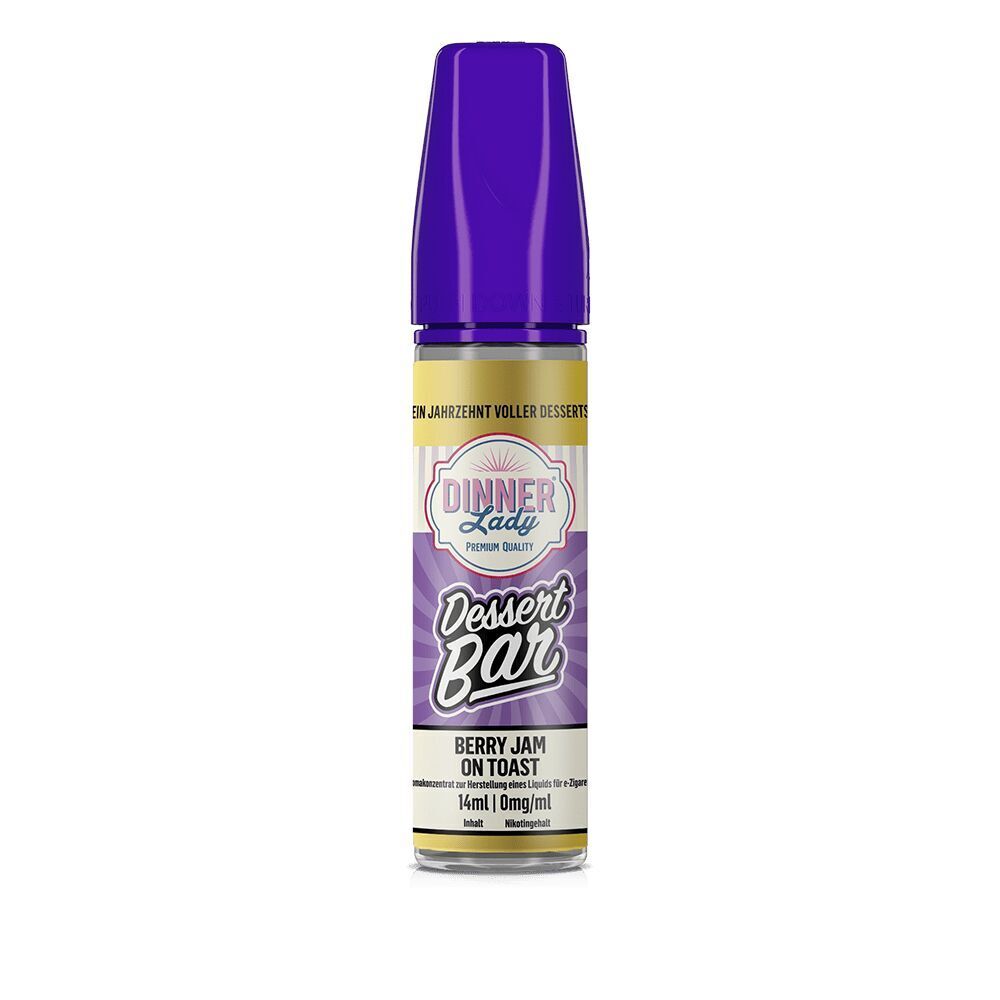Aroma Berry Jam on Toast - Dinner Lady Dinner Lady Aroma Berry Jam on Toast Flasche mit lilafarbenem Deckel, auf der Vorderseite steht "Dessert Bar" und "Premium Quality"