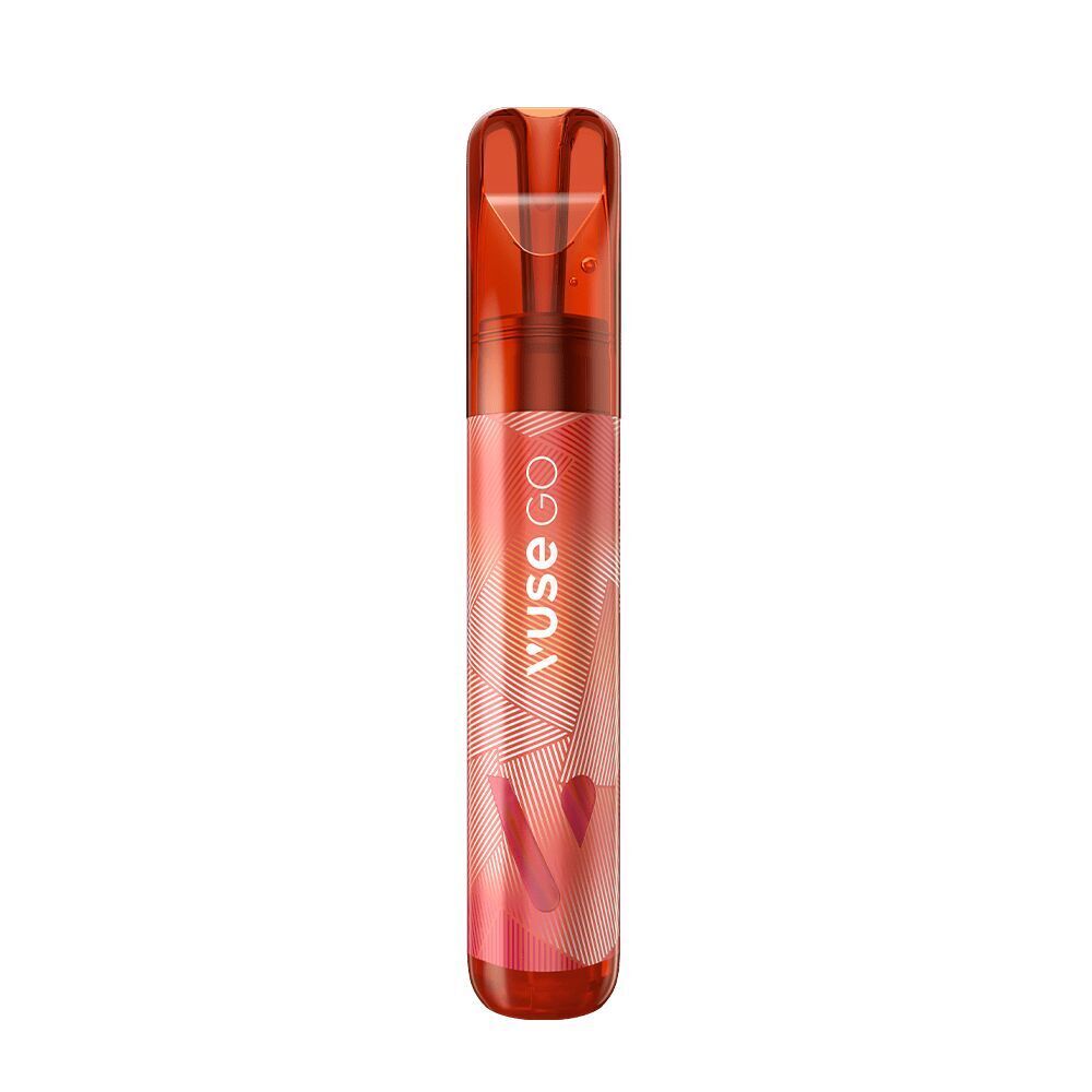 Watermelon Ice 20mg - Vuse GO 1000 Einweg Rote Vuse GO 1000 Einweg-E-Zigarette mit der Aufschrift Vuse GO und einem halbtransparenten Deckel
