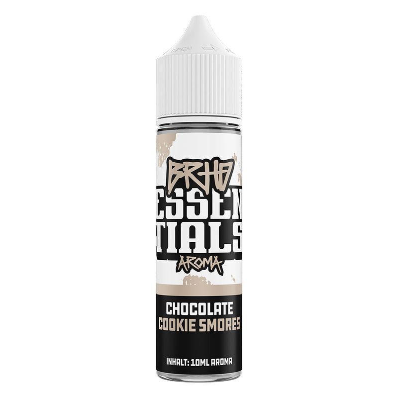 Aroma Chocolate Cookie Smores von BRHD Flasche mit BRHD Essentials Aroma in Chocolate Cookie Smores Geschmacksrichtung, weiße Kappe, Inhalt 10ml Aroma.