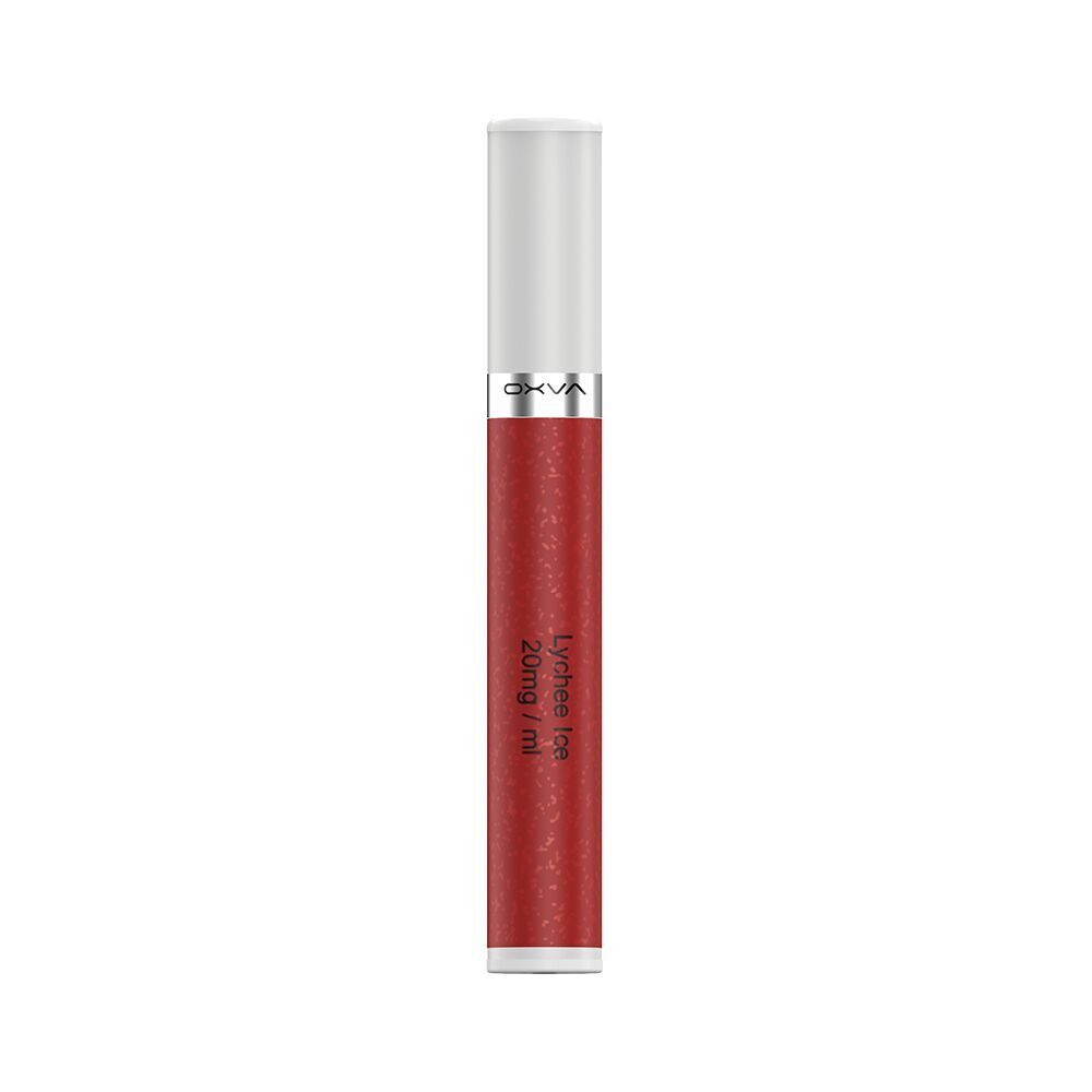 Oxva Slimstick Pods Lychee Ice - 20mg Nikotinsalz Oxva Slimstick Pod in rot mit der Aufschrift Lychee Ice 20mg/ml, silberner Verschluss und Branding in der Mitte.