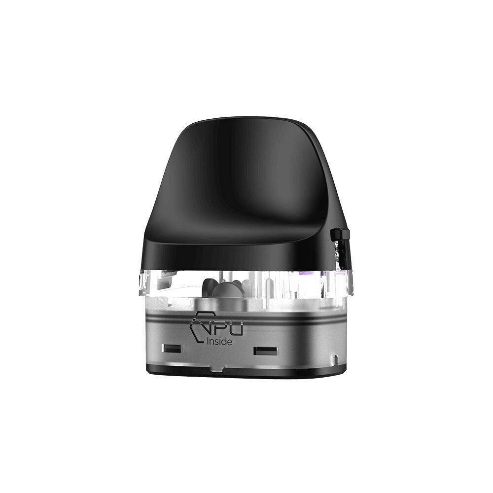 Geekvape J Pods mit Coil 0,8 Ohm Geekvape J Pod mit 0,8 Ohm Coil, schwarzes Mundstück, durchsichtiges Gehäuse, mit „NPU Inside“ Logo auf der Vorderseite.