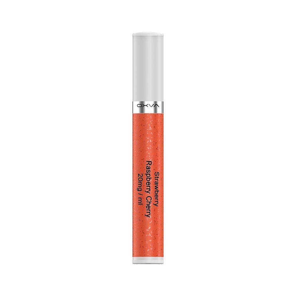 Oxva Slimstick Pods Strawberry Raspberry Cherry - 20mg Nikotinsalz Oxva Slimstick Pods in roter Farbe mit der Aufschrift Strawberry Raspberry Cherry 20mg ml und einem silbernen Verschluss.