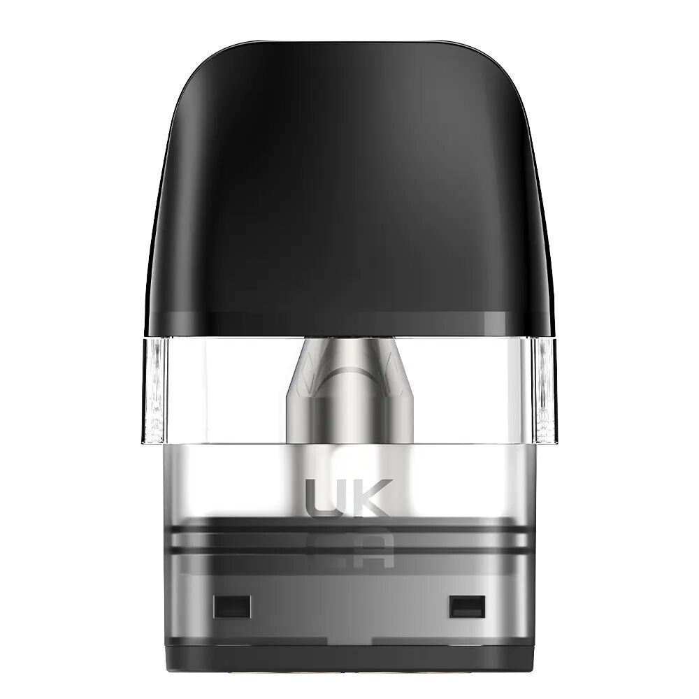 Geekvape Q Pods mit Coil Geekvape Q Pod mit Coil, 1,2 Ohm, schwarze Oberseite, durchsichtiges Mittelstück, graue Basis mit UK-Kennzeichnung
