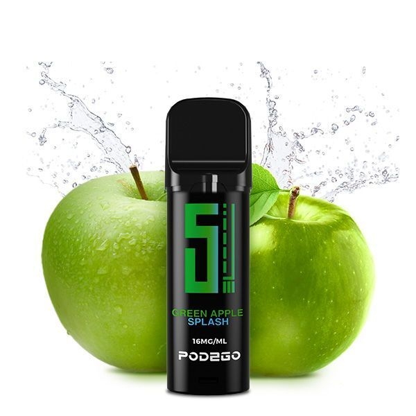 Green Apple Splash 16mg - 5 Elements Pods, Apple, Obst, Pflanze, Produzieren, Flasche