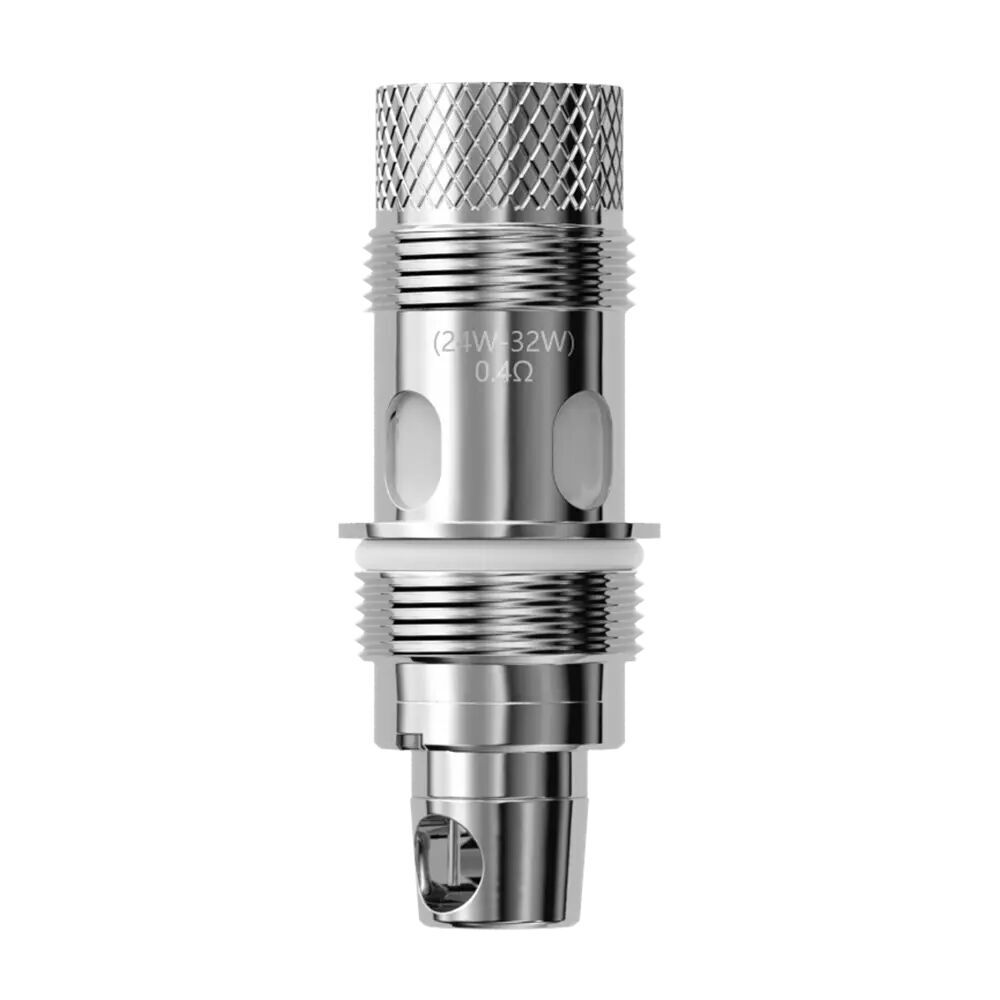 Vaptio Cosmo C8 Verdampferkopf mit 0,4 Ohm, silbern, gerändelte Oberseite, seitliche Öffnungen und Gewinde sichtbar.