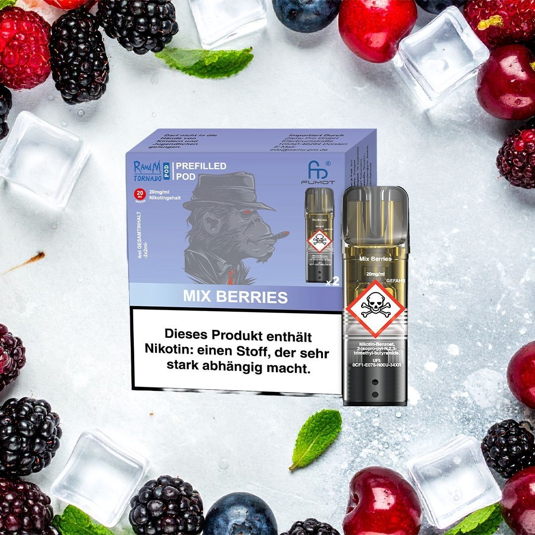 RandM Tornado Pods - Mixed Berries RandM Tornado Pods - alle Sorten - mit Nikotin