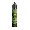 E-Liquid-Flasche mit grünem Totenkopf-Design, Revoltage Magic Mint Aroma sichtbar, schwarzer Deckel, grüner Hintergrund mit Text "Minzgeschmack"