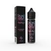 SIC Aroma Flasche und Verpackung mit Aufschrift "Raspberry Tea Ice", 10 ml, schwarzes Design mit mehrfarbiger Schrift.